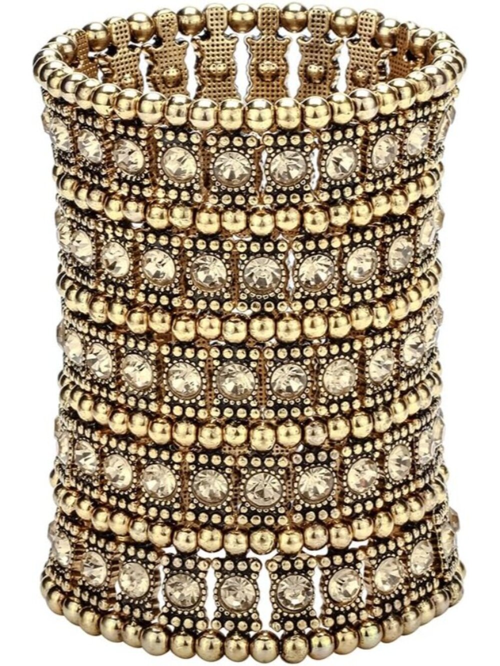 Women's Multilayer Wide Stretch Cuff Bracelets Fit Various Wrist Sizes - Soft El - Picture 1 of 4